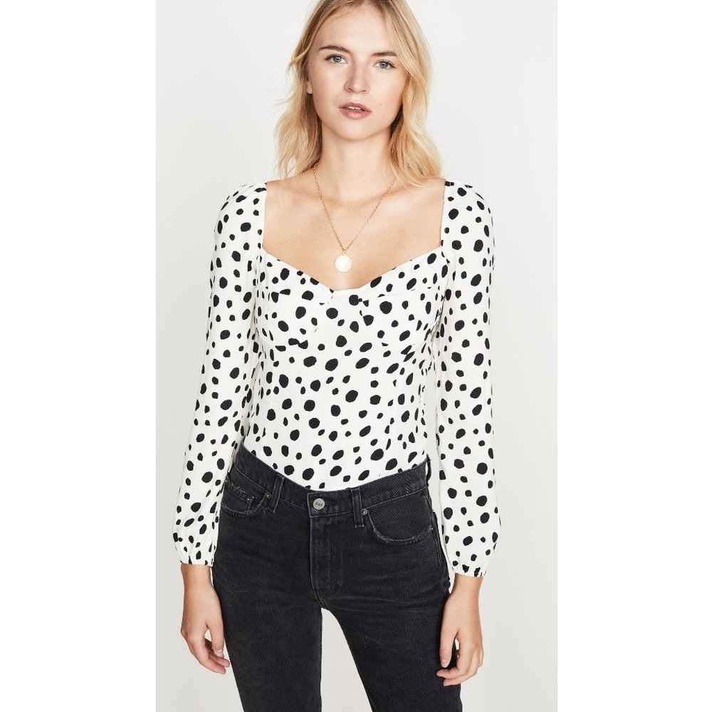 Reformation Black and White Polka Dot Blouse